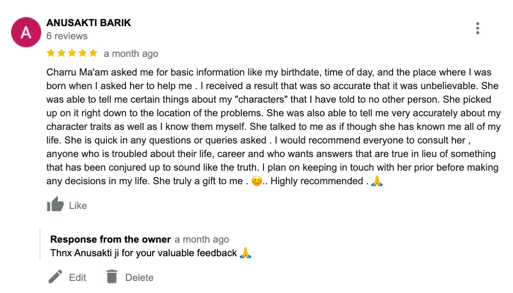 Charru Gupta Numerologist Testimonial 2